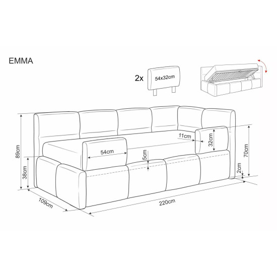 Тапицирано легло Емма/ Emma Raven 90/200 розова пудра