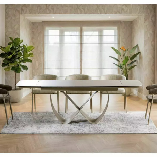 Разтегателна трапезна маса Инфинити/Infinity Ceramic Travertine бежов 160(240)X95