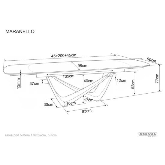 Разтегателна трапезна маса Маранело/ Maranello Ceramic 200(290)X98