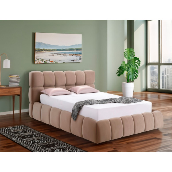 Тапицирано легло Парма/ Parma Velvet 140/200 тъмнобежово