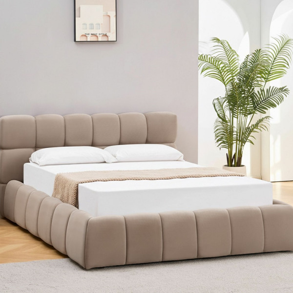 Тапицирано легло Парма / Parma Velvet 160/200 тъмнобежово