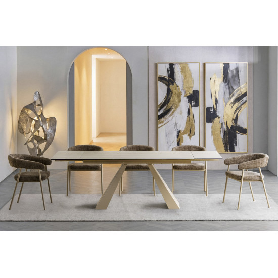 Разтегателна трапезна маса Салвадор/ Salvadore Ceramic Travertine бежова 160(240)x90 