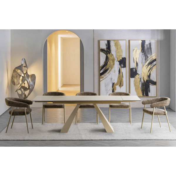 Разтегателна трапезна маса Салвадор/ Salvadore Ceramic Travertine бежова 160(240)x90 