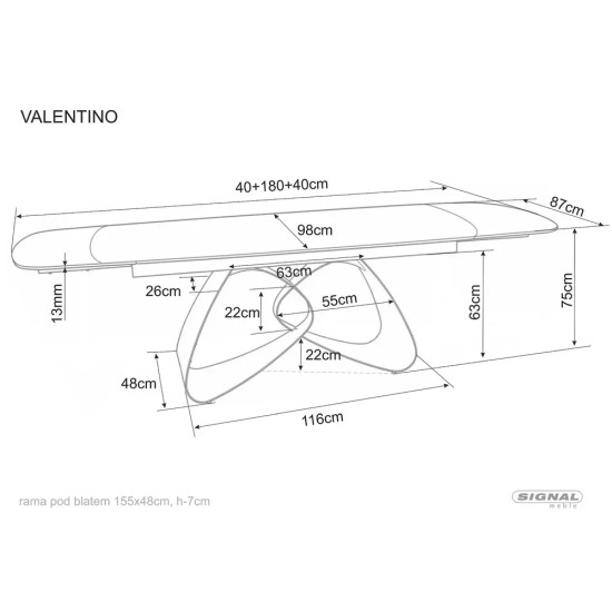 Разтегателна трапезна маса Valentino Ceramic/ Валентино бежово 180(260)X98